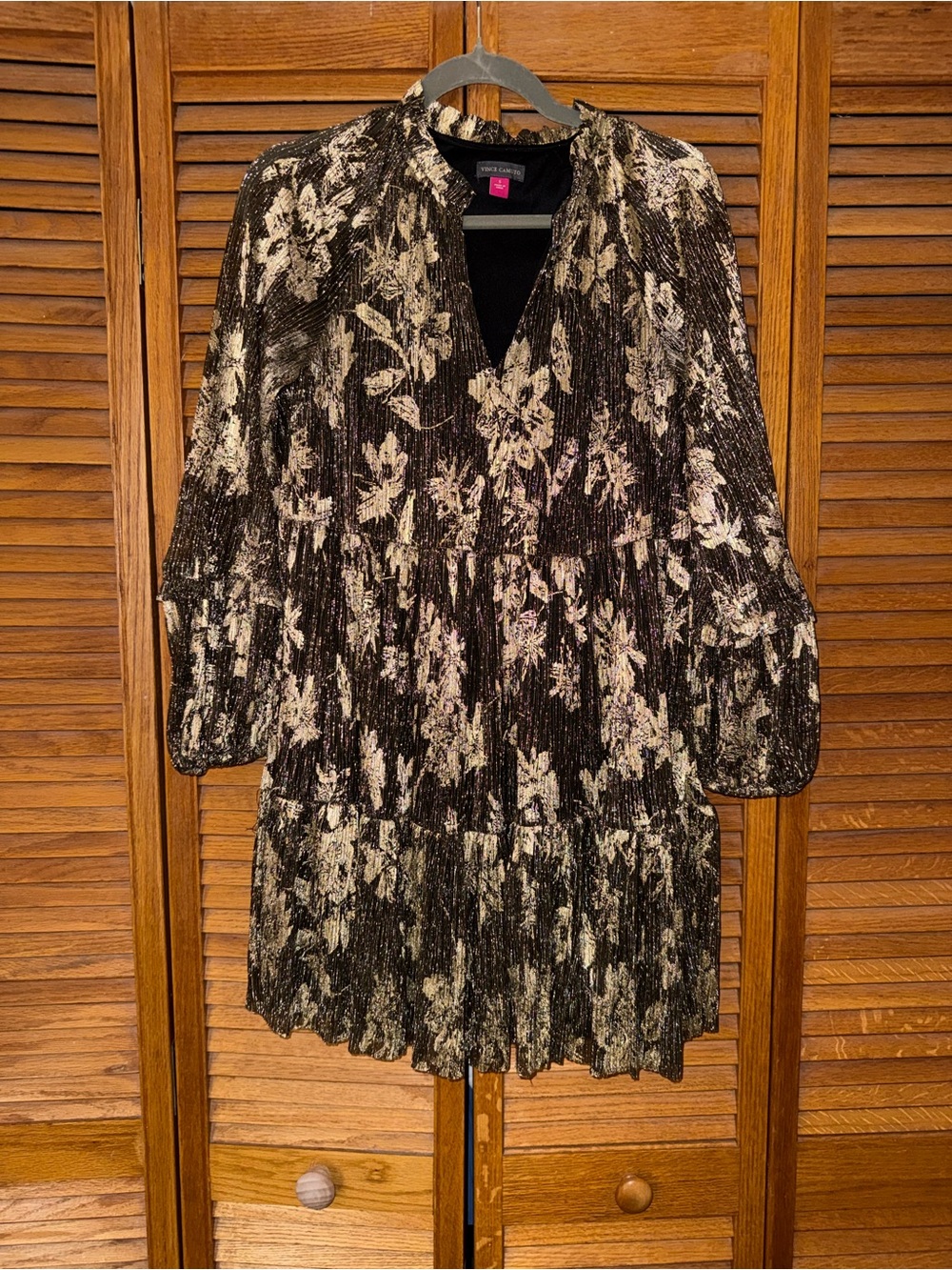 Vince Camuto Black and Cream Floral Mini Dress